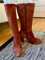 Damenstiefel Wildleder braun mit Reissverschluss