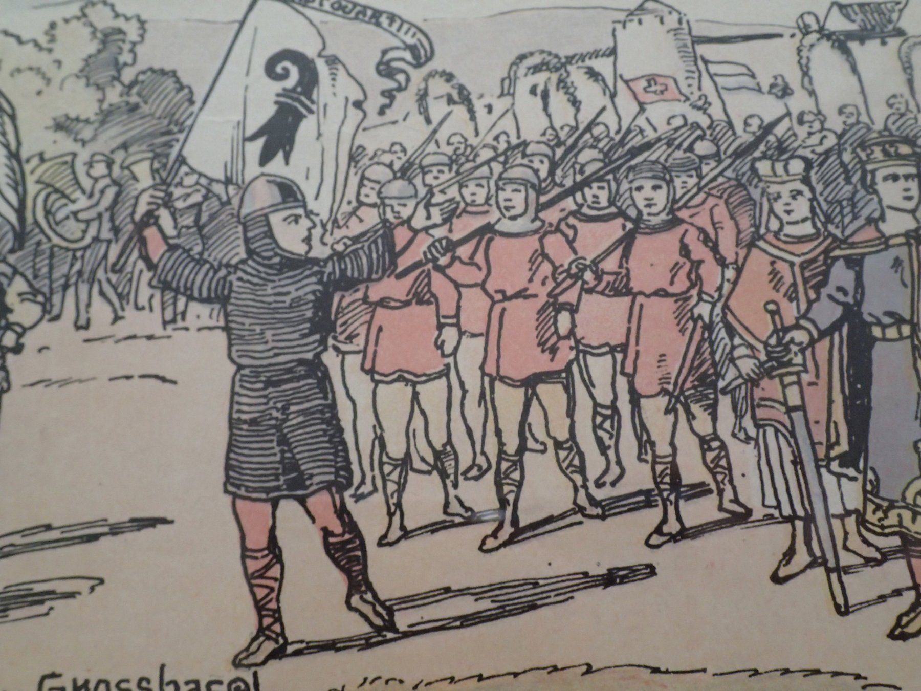 Incisioni: DIE DREI EHRENZEICHEN   Litho. 1892 – Usato da Allschwil venduto da Salus17 6