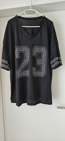 Oversized T-Shirt Schwarz - Glitzersteinchen Gr. XL = 46 NEU