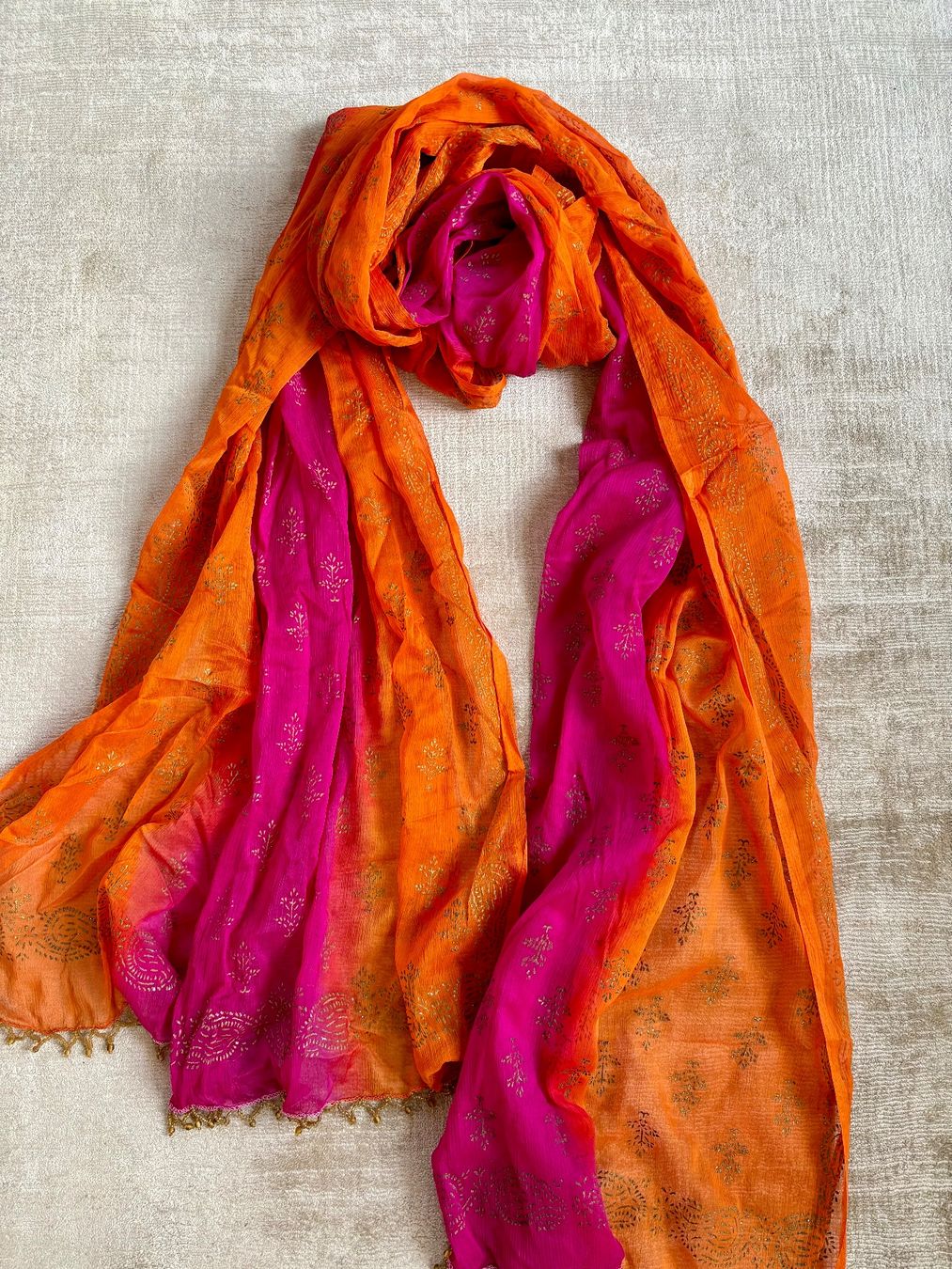 Foulard & Sciarpe: Feiner indischer Schal orange-pink – Nuovo (secondo la descrizione) da Uster venduto da pri_6r68 1