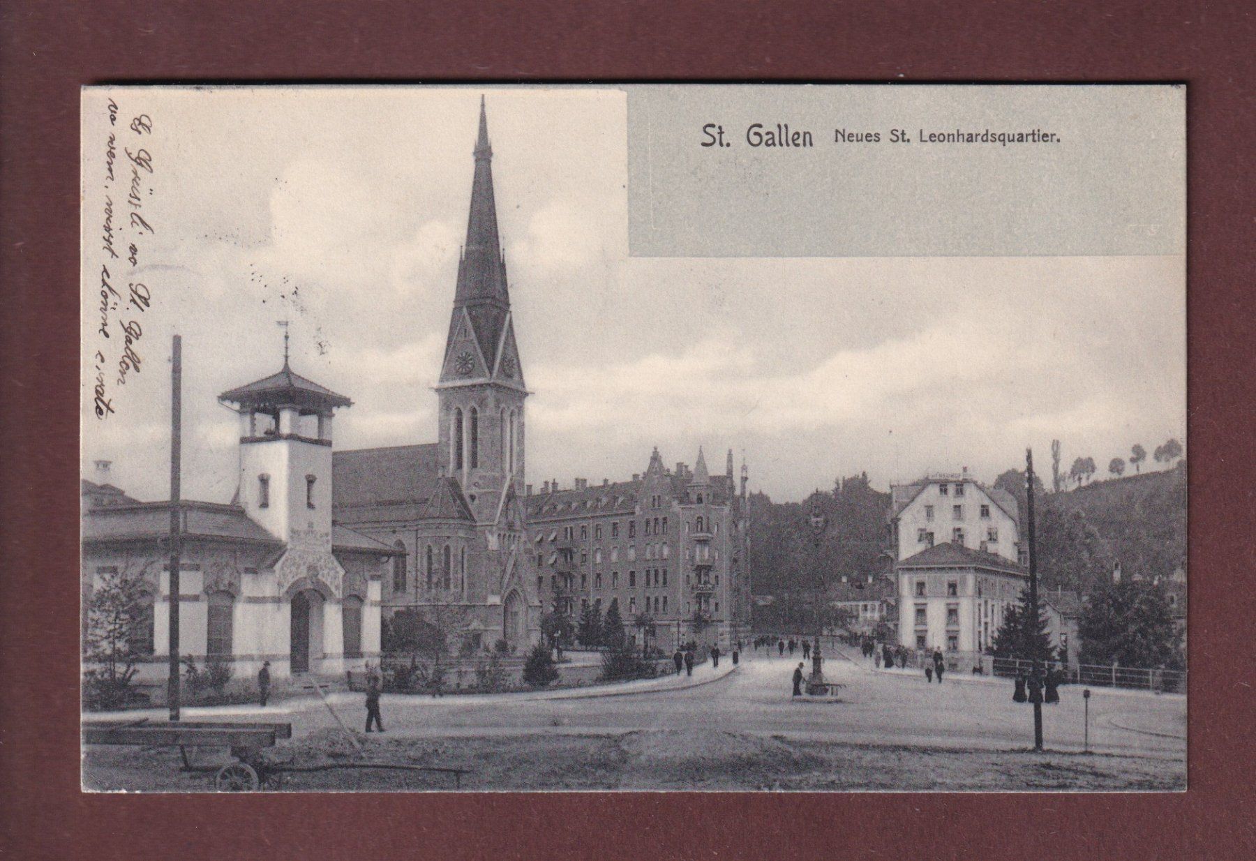 Cartoline postali: ST. GALLEN - St. Leonhardsquartier - 1904 – Usato da Pully venduto da nicecards