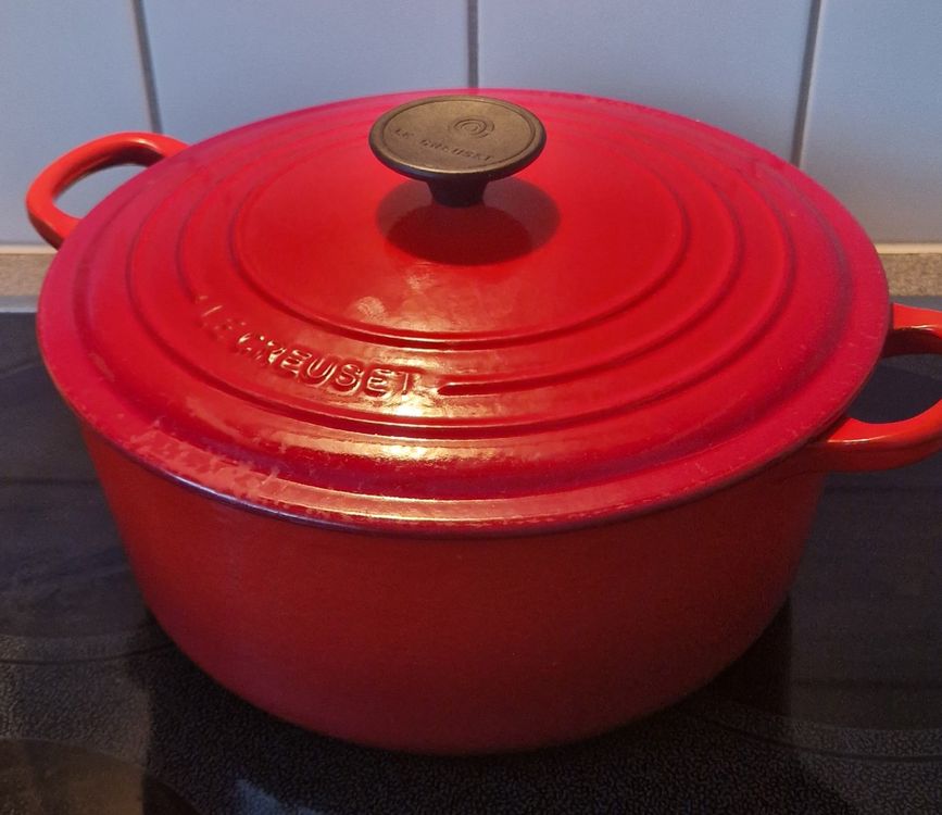 Grosser Le Creuset Gusseisen Bräter Topf 26cm Rot | Kaufen auf Ricardo