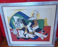 Picasso Kunstdruck Frau mit Hund spielend