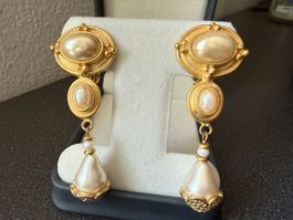 ✨Vintage Goldfarbene Ohrringe mit eleganten Perlen