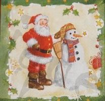 Serviette weihnachtsmann mit Schneemann (w235) 2Stk.