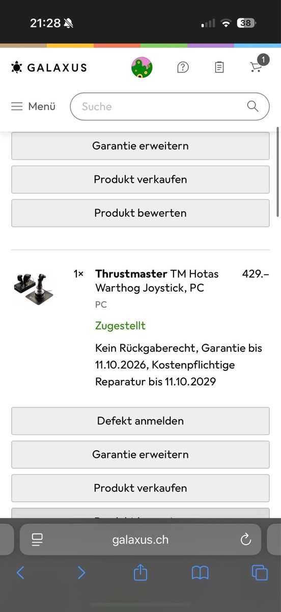 Thrustmaster Manettes: Trustmaster Hotas Warthog Joystick, PC – Neuf (Voir description) à Murten par mila 8
