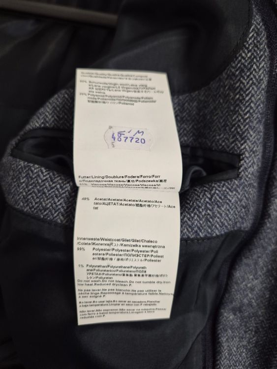 Herren Sakko Hugo Boss blau/grau Fischgrätenmuster Grösse 48 (Gebraucht ...