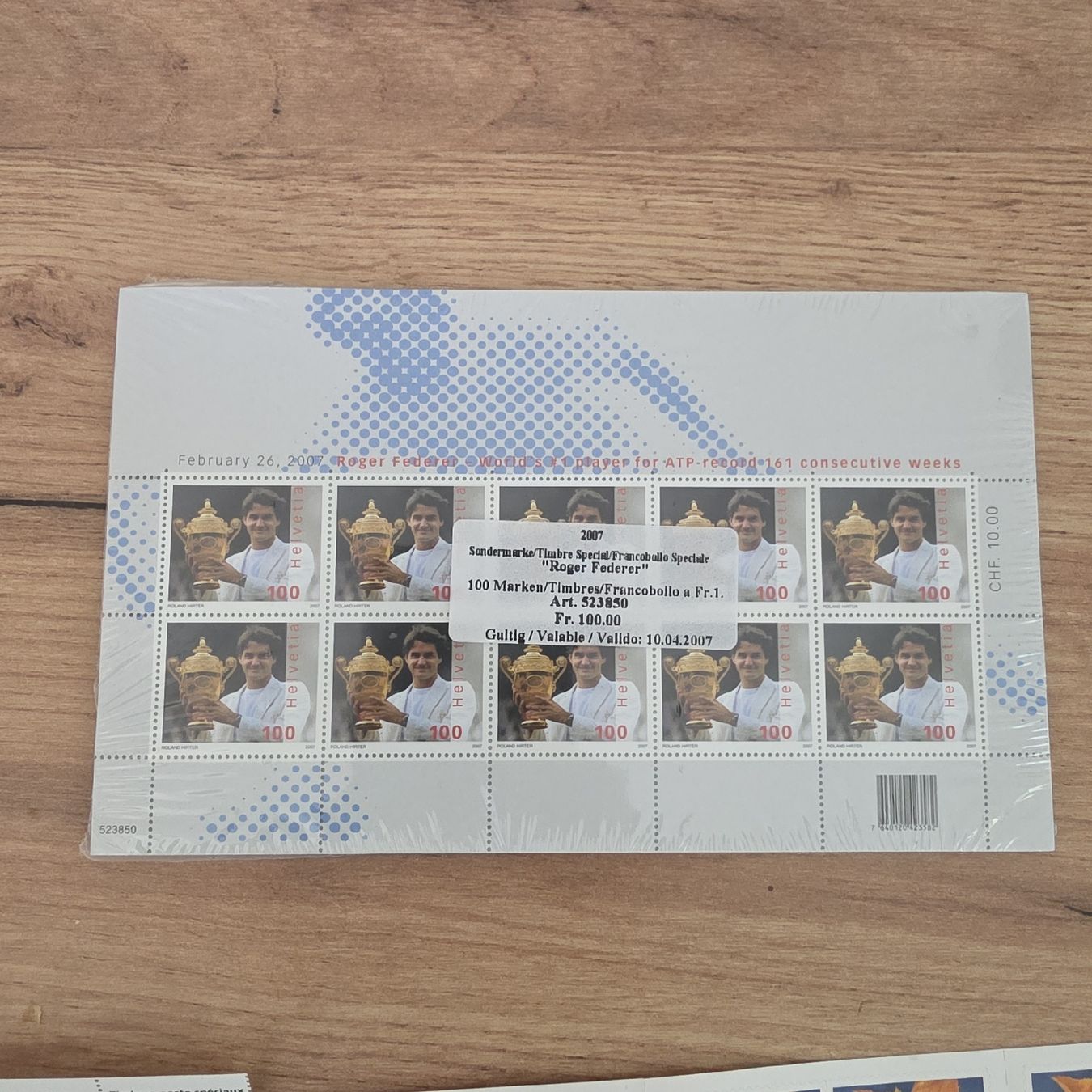 Alle Briefmarken: Briefmarken 100 Fr. Roger Federer Sonderdr. 2007 10 Stk  – Neu (gemäss Beschreibung) aus Mühleberg von iselij