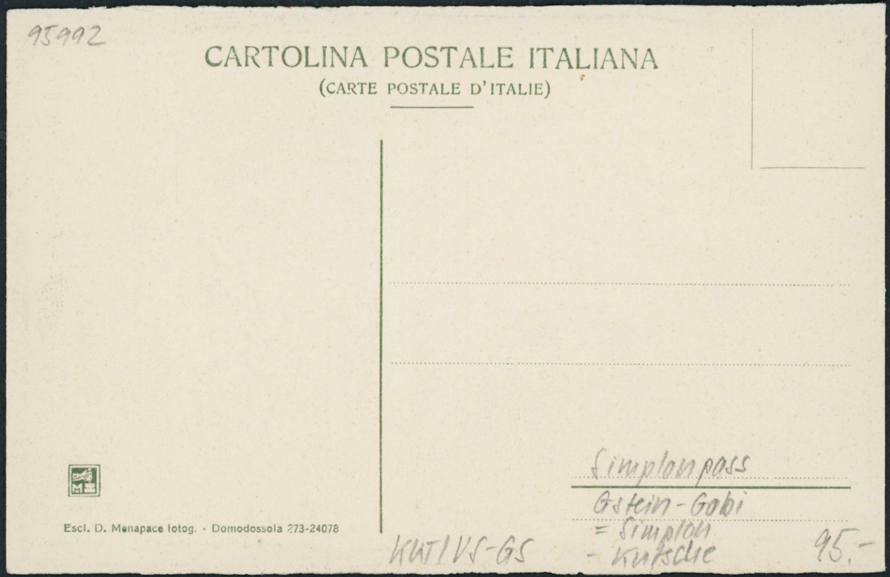 Cartoline postali: VS Gstein Gabi - Simplon Pass - Kutsche – Nuovo (secondo la descrizione) da Schindellegi venduto da leecollect 1