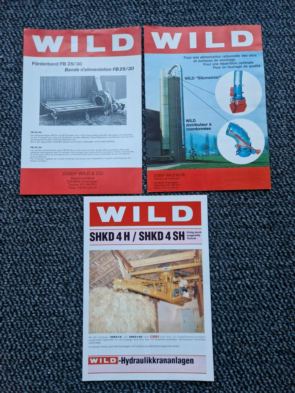Trattori: Wild Landtechnik Prospekte, Gebläse, Heukran – Usato da Dürnten venduto da Bachtel84
