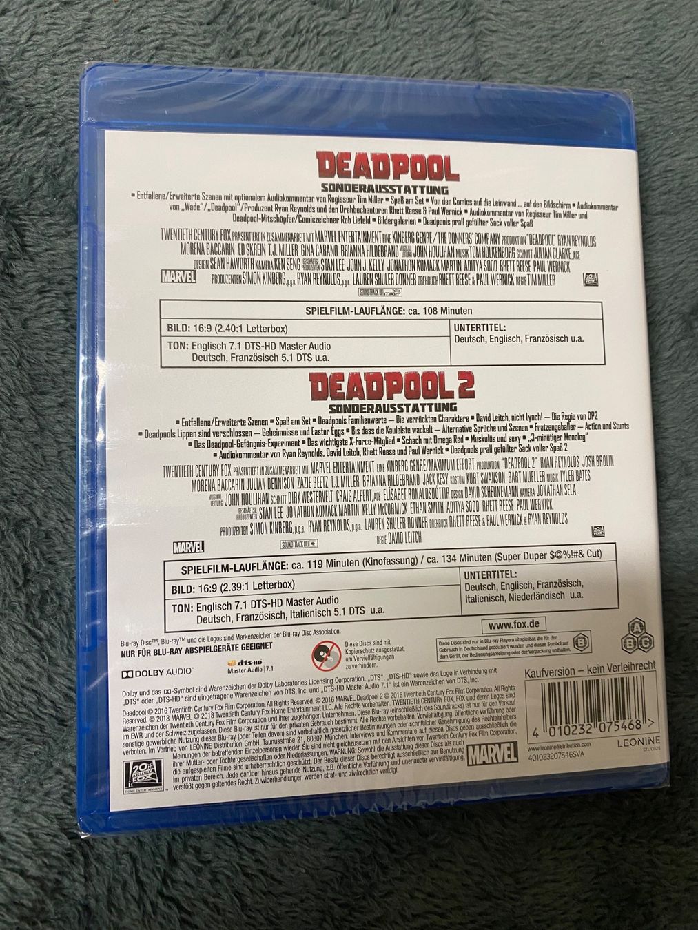 Tutti i DVDs: Deadpool 1&2 Blu-ray Collection – Nuovo e nell'imballaggio originale da Einsiedeln venduto da Penguin_Holmes 1
