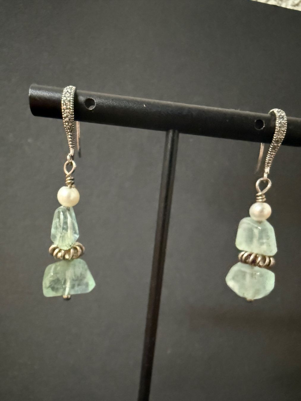 Ohrringe & -stecker: Silber Ohrringe mit Aquamarin und Perle 925 – Gebraucht aus Spiegel b. Bern von Rogger72 1