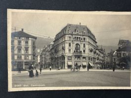 AK Biel Central- + Bahnhofplatz gelaufen 1917/1933