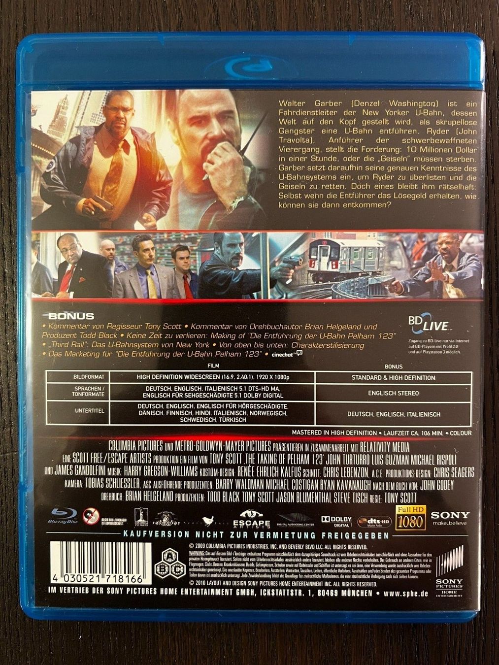 Tutti i DVDs: Die Entführung der U-Bahn Pelham 123 – Usato da Zürich venduto da Blu-ray_ZH 1