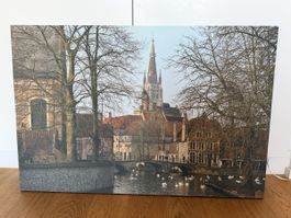 Large Bruges Canal Photo Canvas 90x60 cm
