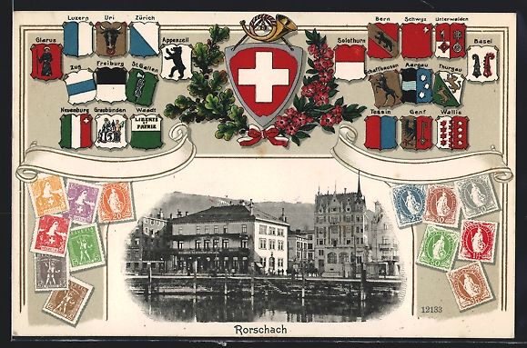 Cartoline postali: Passepartout-Lithographie Einsiedeln, Ma – Usato da Berlin venduto da bartko-reher