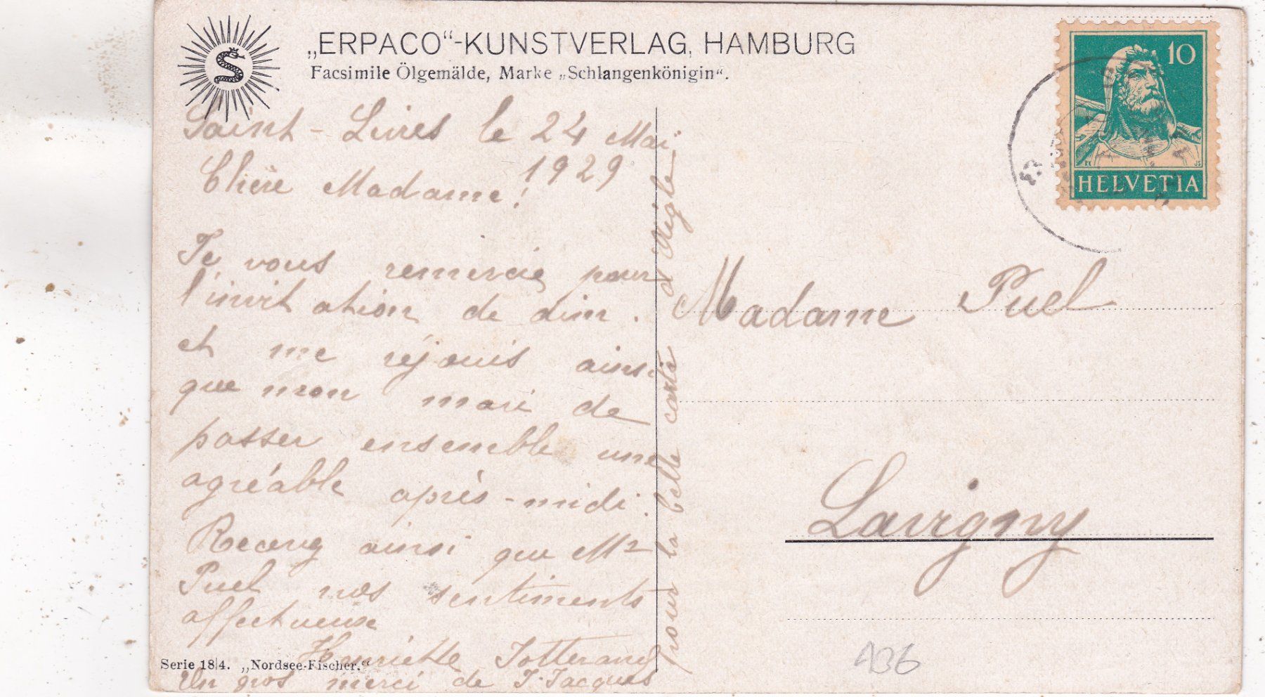 Cartes postales: Kitsch Schiffe 1929 – D'occasion à Herisau par Lisegrat2008 1
