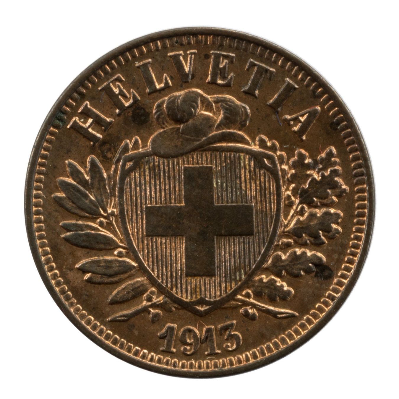 Alle Münzen: Schweiz / Suisse - 2 Rappen - 1913 – Gebraucht aus Rotkreuz von Swiss-Coins