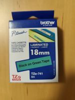 Brother Etikettenband TZe-741 Schwarz auf Grün 18mm