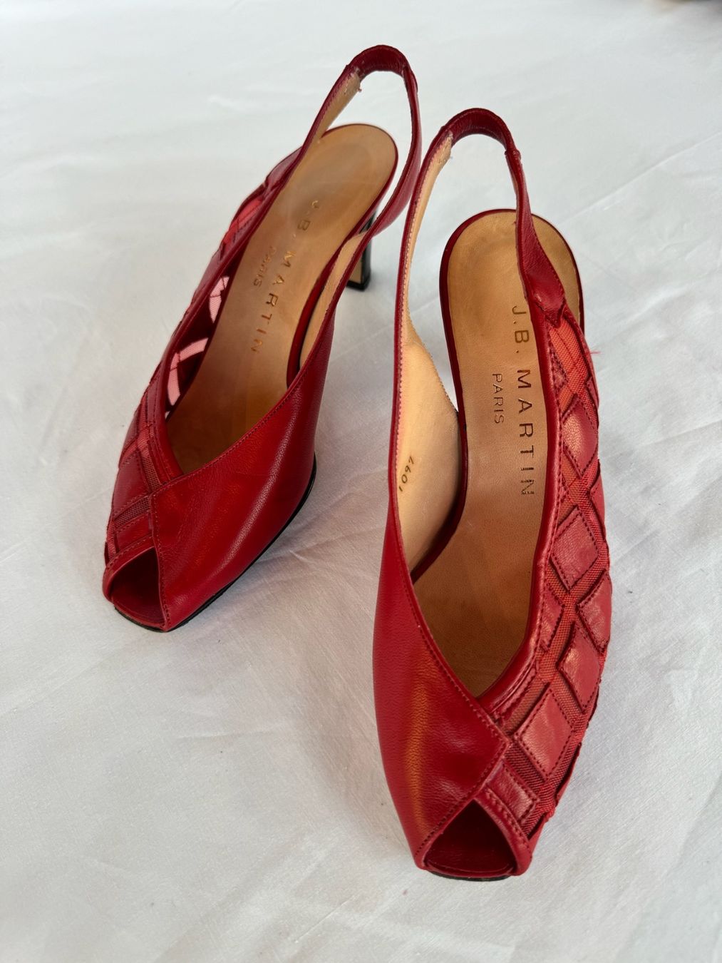 Scarpe da donna: Slingpump rot, Peeptoe, Leder, halbhoher Absatz, Gr 36 – Usato da Oberrieden venduto da pet_n2c2 1