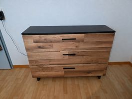Kommode Holzoptik schwarz 3 Schubladen Neuwertig