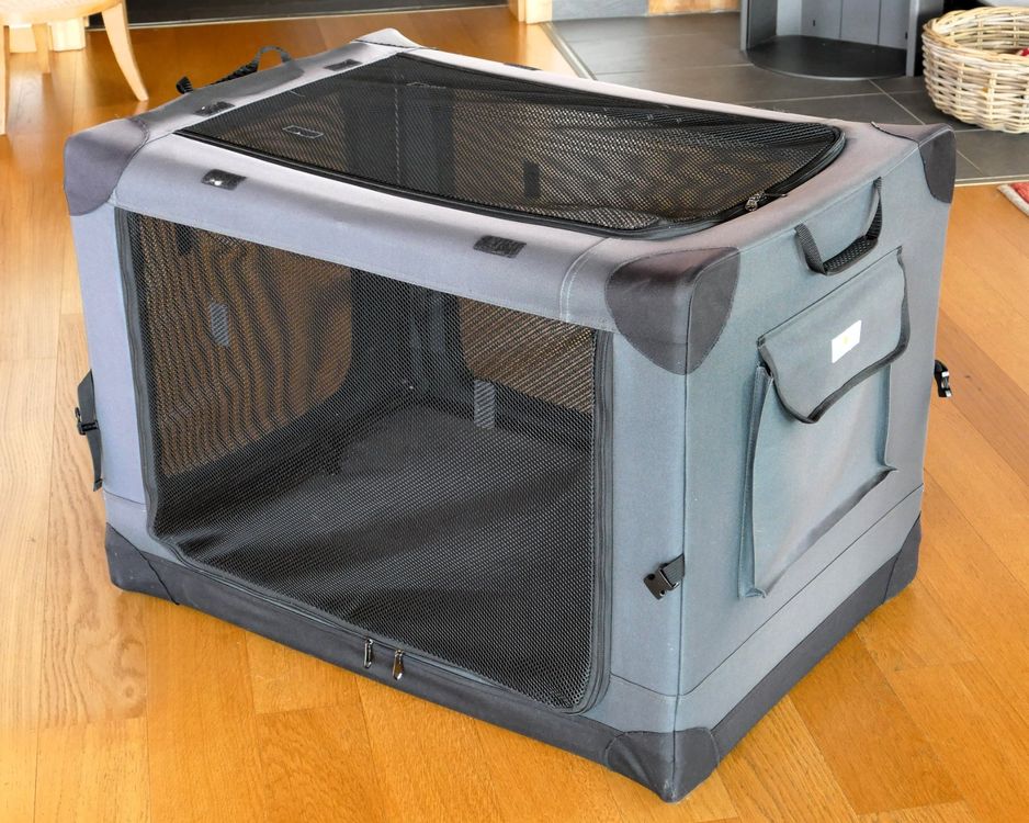 KOOPRO Faltbare Hundebox – 81,3x58,4x58,4 Cm, 4 Türen, Atmungsaktiv, Wasserdicht, Mit Tragegurt & Trinkflaschenhalter