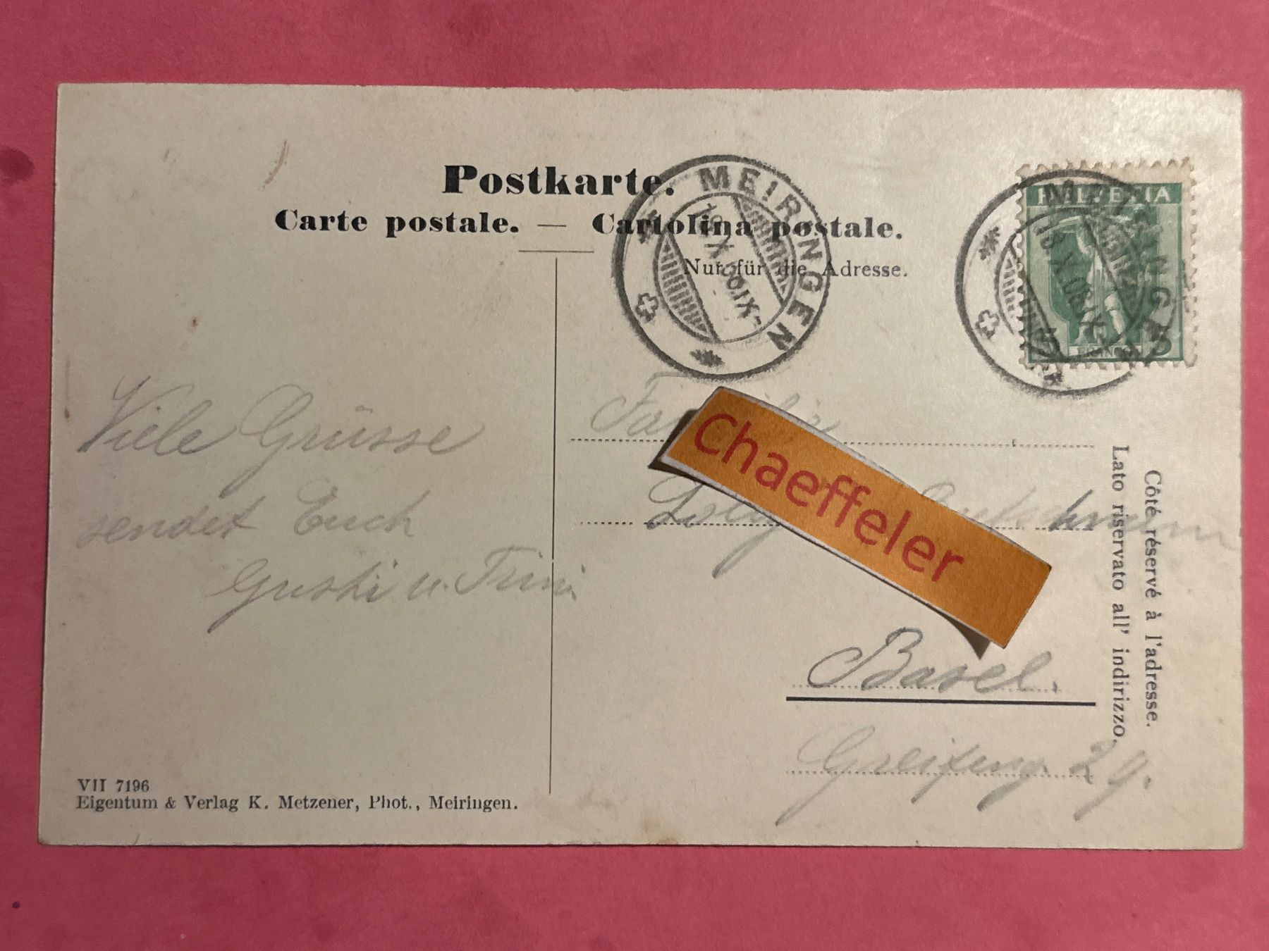 Cartes postales: 1908 Meiringen im Winter.  Postgasse – D'occasion à Zürich par Chaeffeler 1