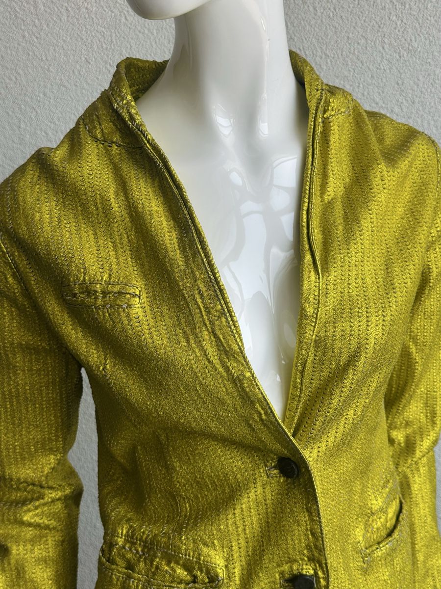 Giorgio Brato Giacche: Giorgio Brato Gold Leather Jacket, Size 44 IT – Usato da Vevey venduto da ledidream 1