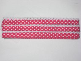 Schrägband BW pink mit Tüpfli & Spitze Reststück!