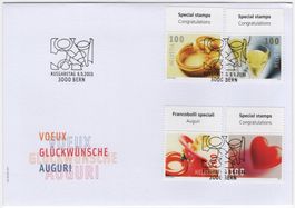 Glückwunsch Serie mit TAB (engl) oben auf illustriertem FDC