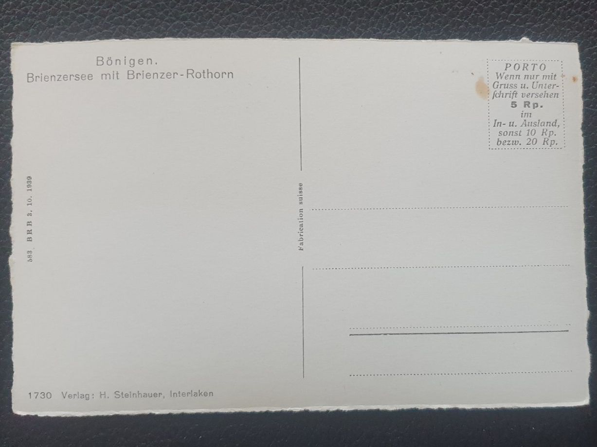 Cartoline postali: Ansichtskarte Bönigen Brienzsee mit Brienz-Rothorn – Usato da Biberist venduto da stang4eva 1