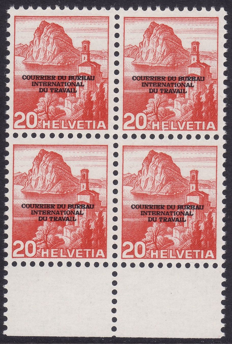 Tutti i francobolli: Viererblock Dienstmarke BIT SBK-Nr. 67 postfrisch ** – Nuovo e nell'imballaggio originale da Gränichen venduto da Teufenthaler