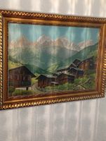 Gemälde Alpenlandschaft mit Bergdörfern signiert A. Toube