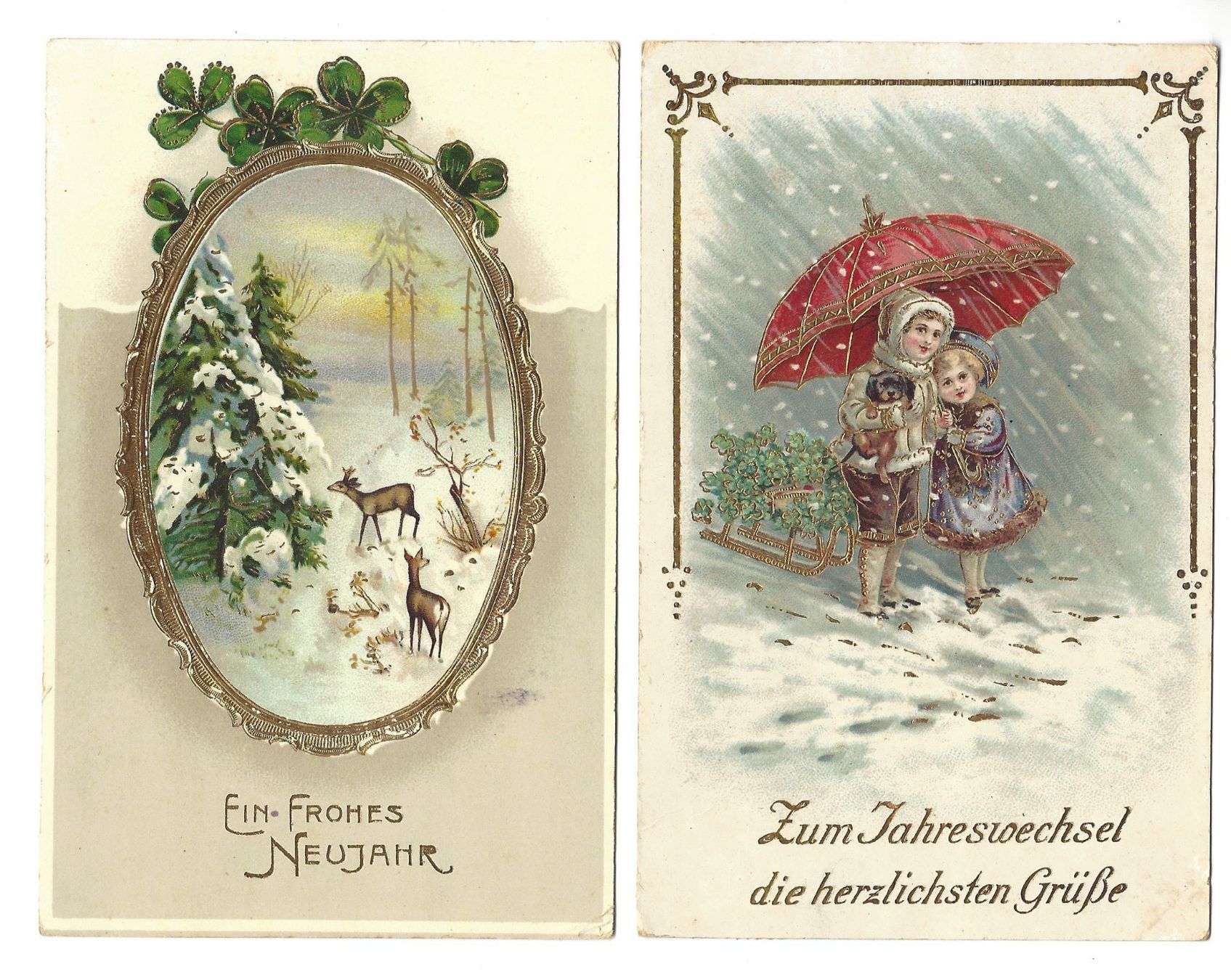 Ansichtskarten: Alte Neujahrskarten, Winter Postkarten, – Gebraucht aus Frauenfeld von ZAZ12