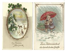 Alte Neujahrskarten, Winter Postkarten,