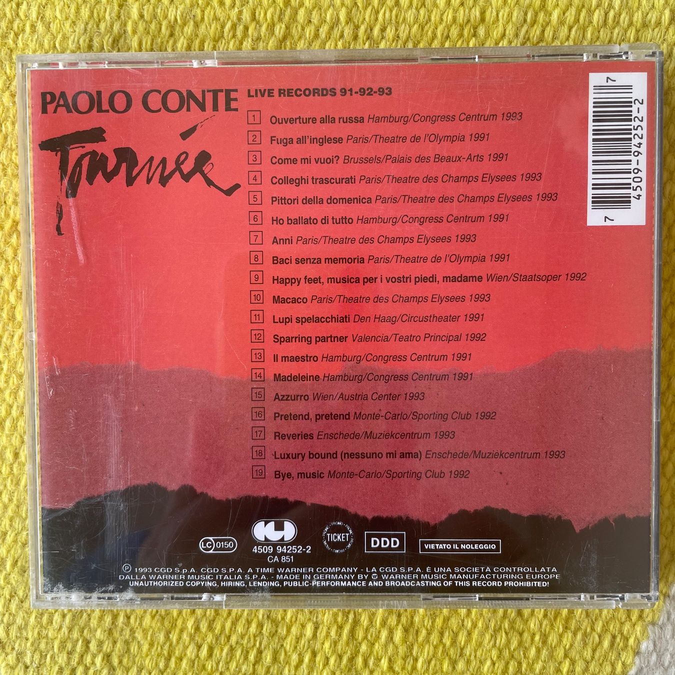 CD: PAOLO CONTE-TOURNÉE – Usato da Rorschacherberg venduto da CD-Roli 1