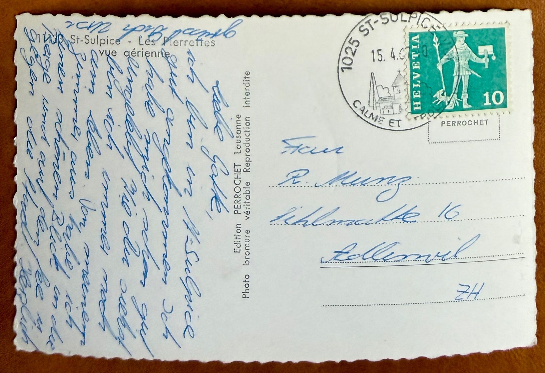 Cartoline postali: St. Sulpice - Belle vue aérienne. 1967 – Usato da Lutry venduto da Ediego 1