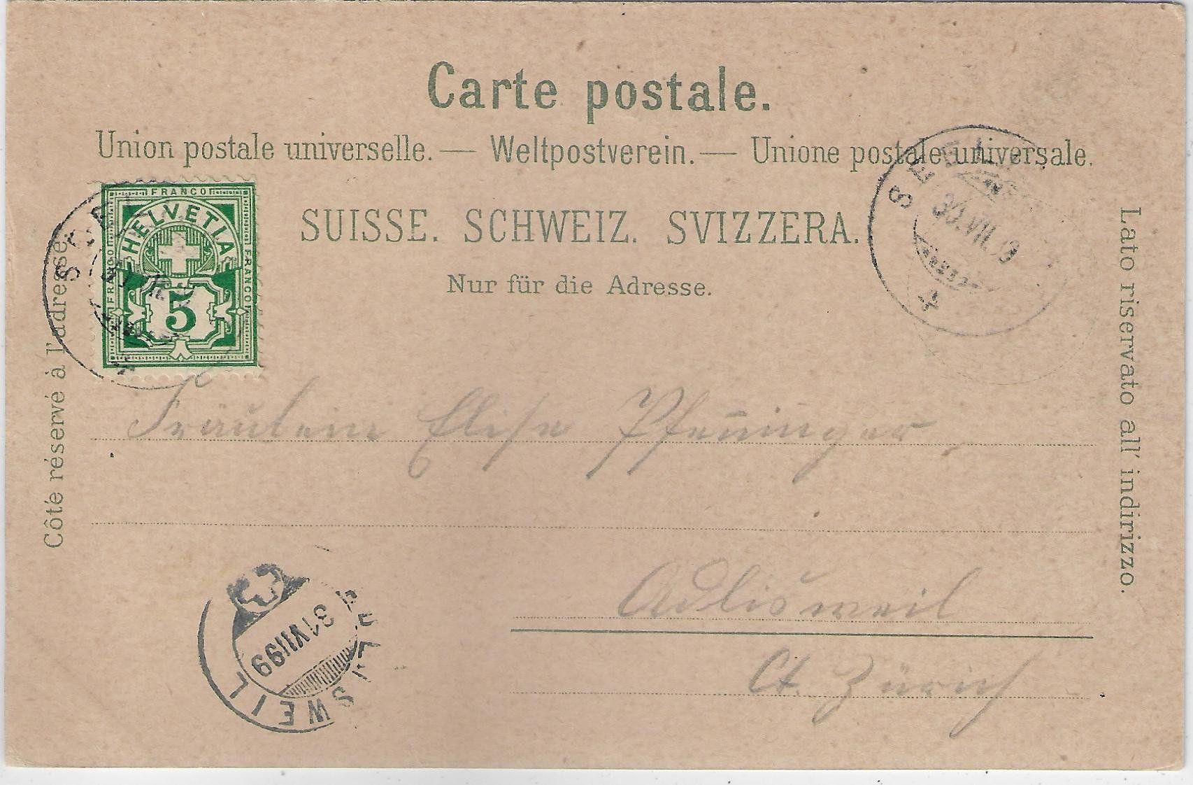 Cartes postales: Seelisberg im Mondschein - Litho 1899 – D'occasion à Ettingen par Kartenplanet 1