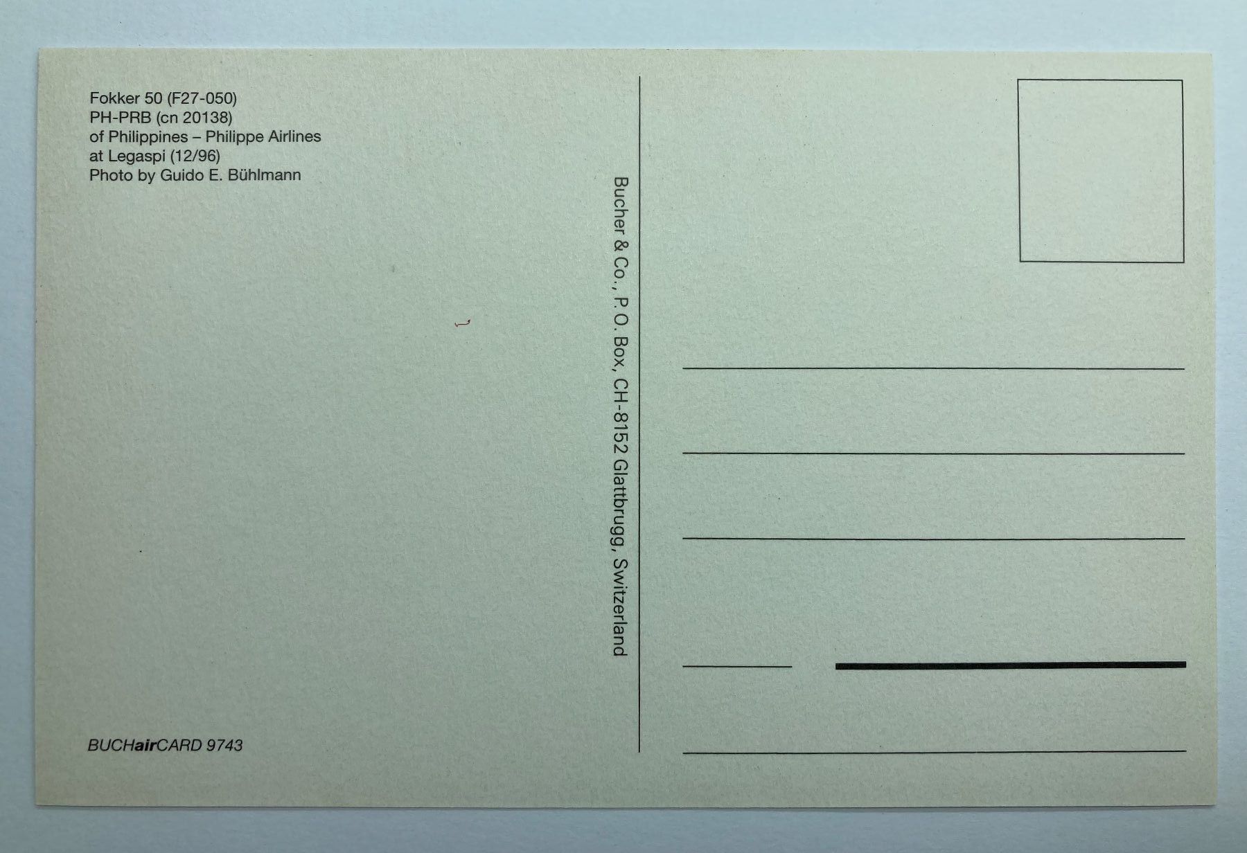 Cartoline postali: Postcard Fokker 50 Philippines – Usato da Lugano venduto da sel_x7bg 1