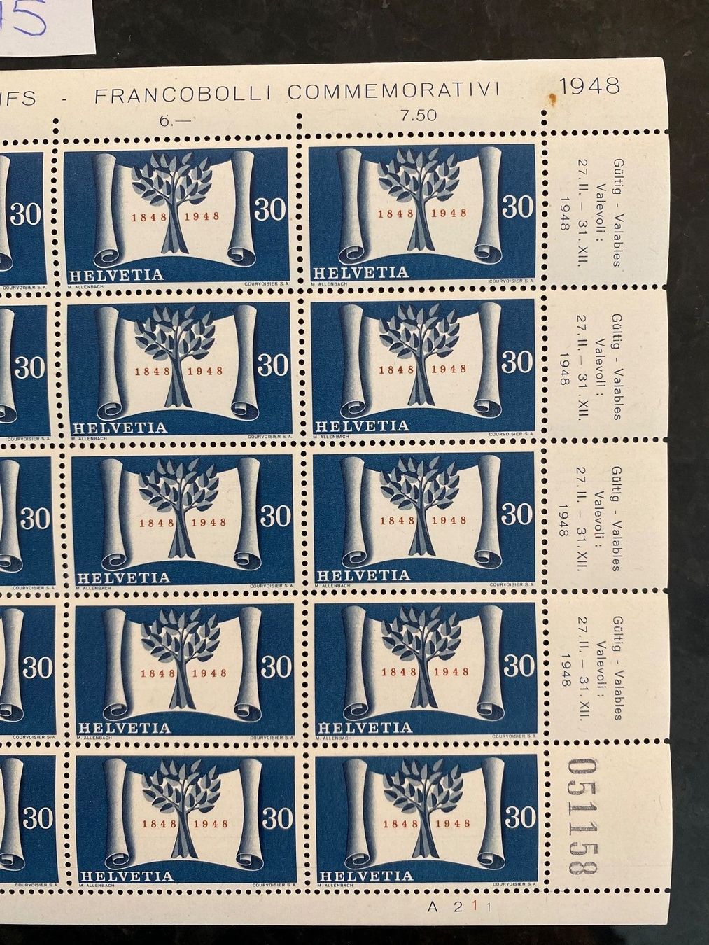Tutti i francobolli: 1948 Bogen 284 499 Frankatur Bundesstaates postfrisch ** – Nuovo (secondo la descrizione) da Wil SG venduto da Chefsugus 2
