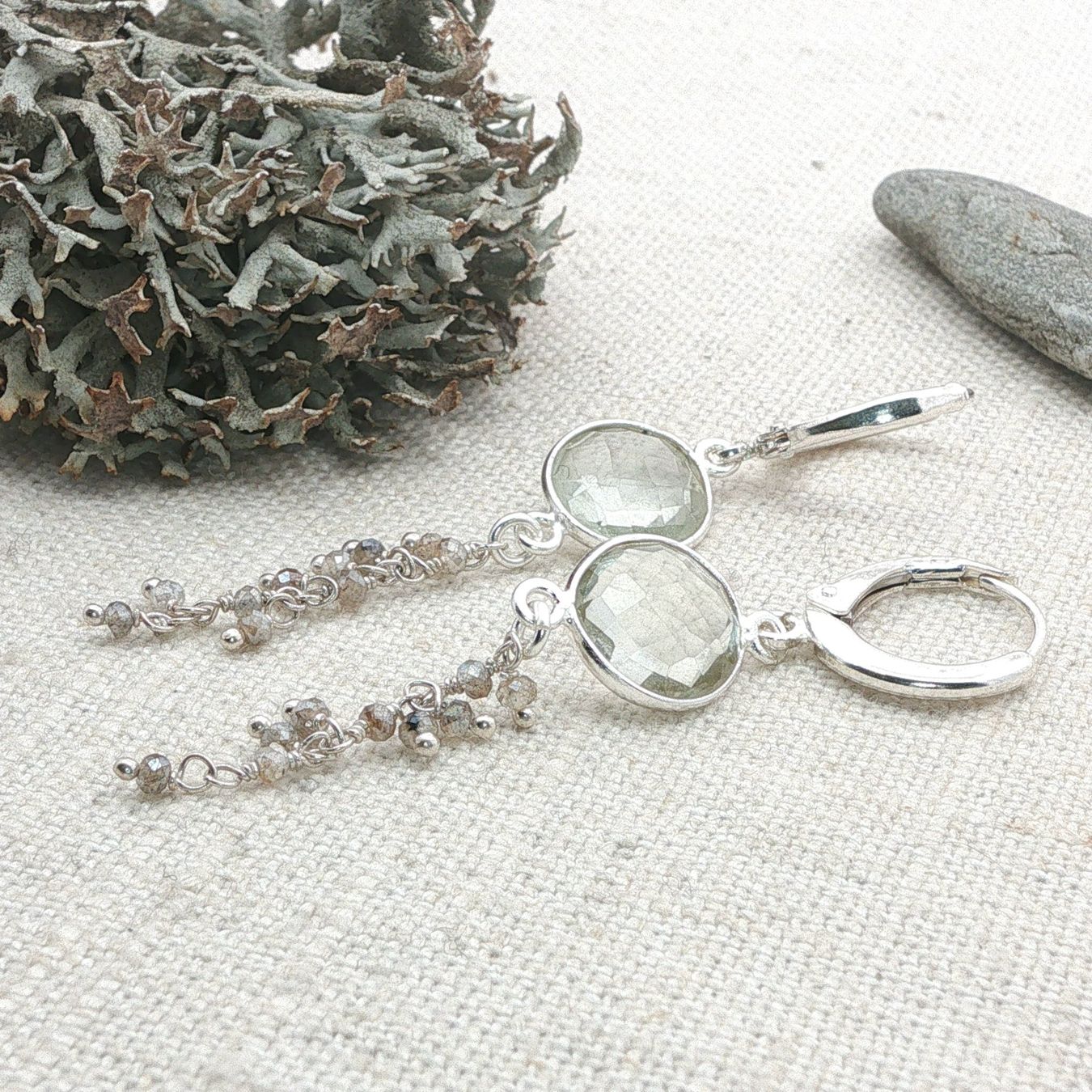 Olga Ribler Orecchini pendenti & Orecchini a lobo: Creolen  mit Prasiolithe - Sterling Silber 925 – Nuovo (secondo la descrizione) da Luzern venduto da Schmuckoutlet 5