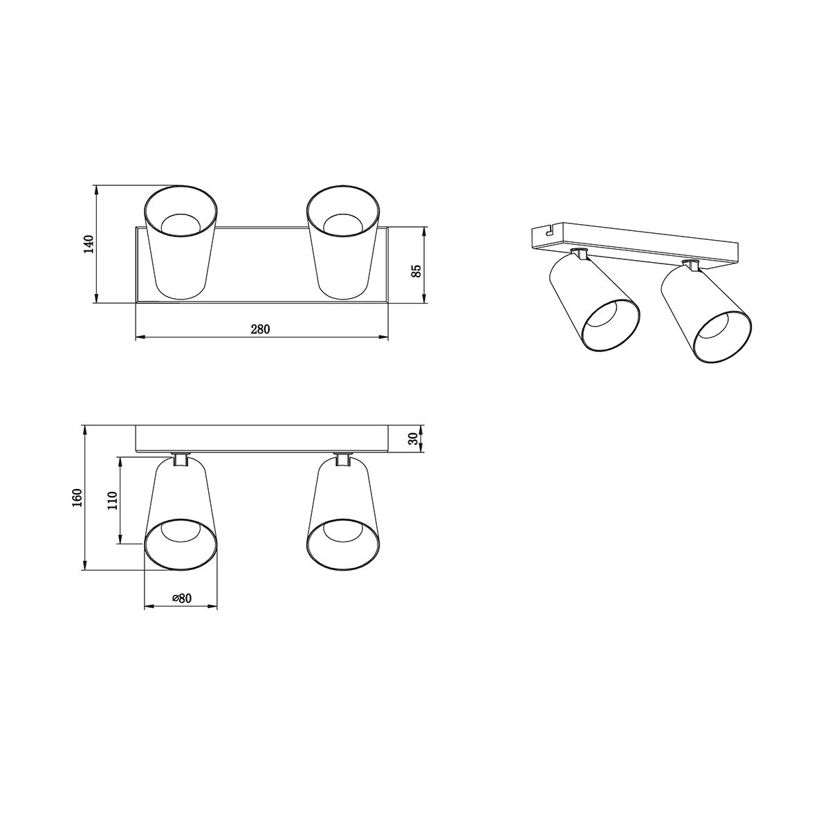 Lampen: Strahler, 2 Spots, 2 Cover, 28 cm x 9 cm – Neu (gemäss Beschreibung) aus Kreuzlingen von Smart-Light 8