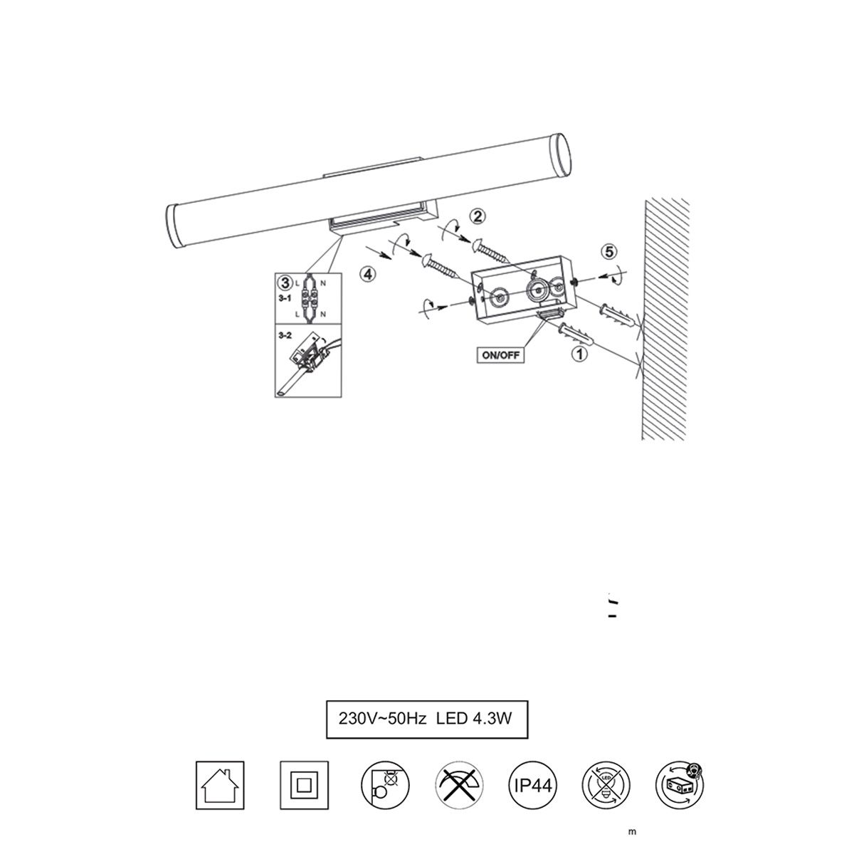 Lampen: LED Bad Wandleuchte, IP44, 40 cm x 5 cm – Neu (gemäss Beschreibung) aus Kreuzlingen von Smart-Light 3