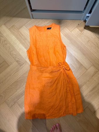 MANGO 100% linen orange dress size S