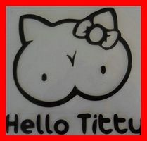 Hello Titty Kitty Autoaufkleber SCHWARZ Autosticker Katze