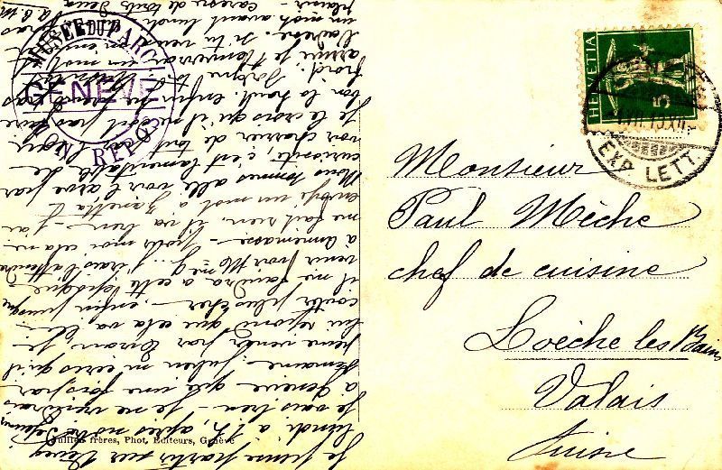 Cartoline postali: Geneve Parc mon repos 1910 – Usato da Emmenbrücke venduto da teestube 1