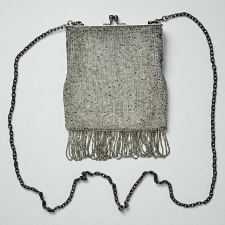Sac à main vintage Inge Christopher perlé argenté