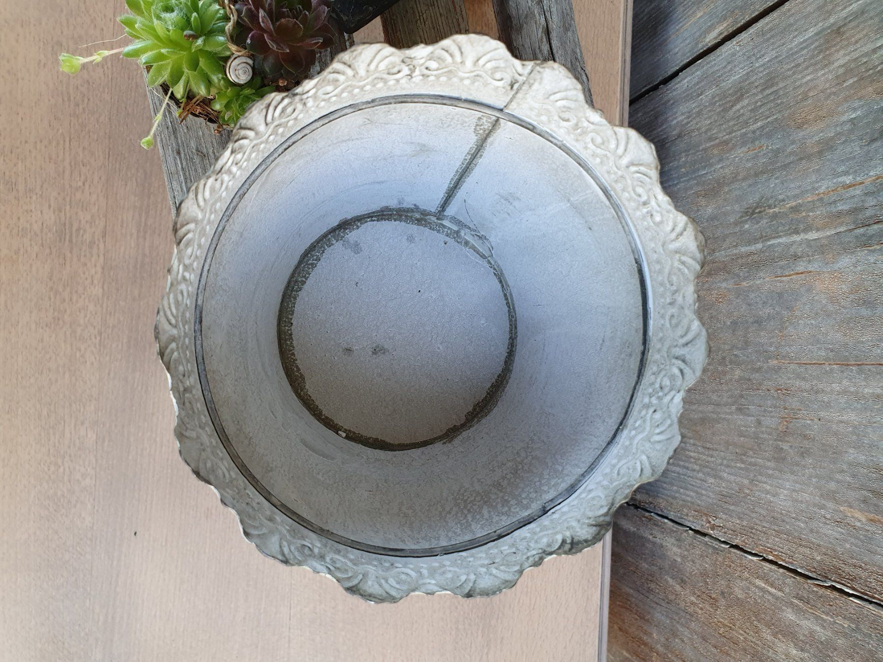 Vasi per fiori: Blumentopf Topf grau verzinkt Shabby Chic – Nuovo (secondo la descrizione) da Marbach SG venduto da ShabbyChicBrocante 2