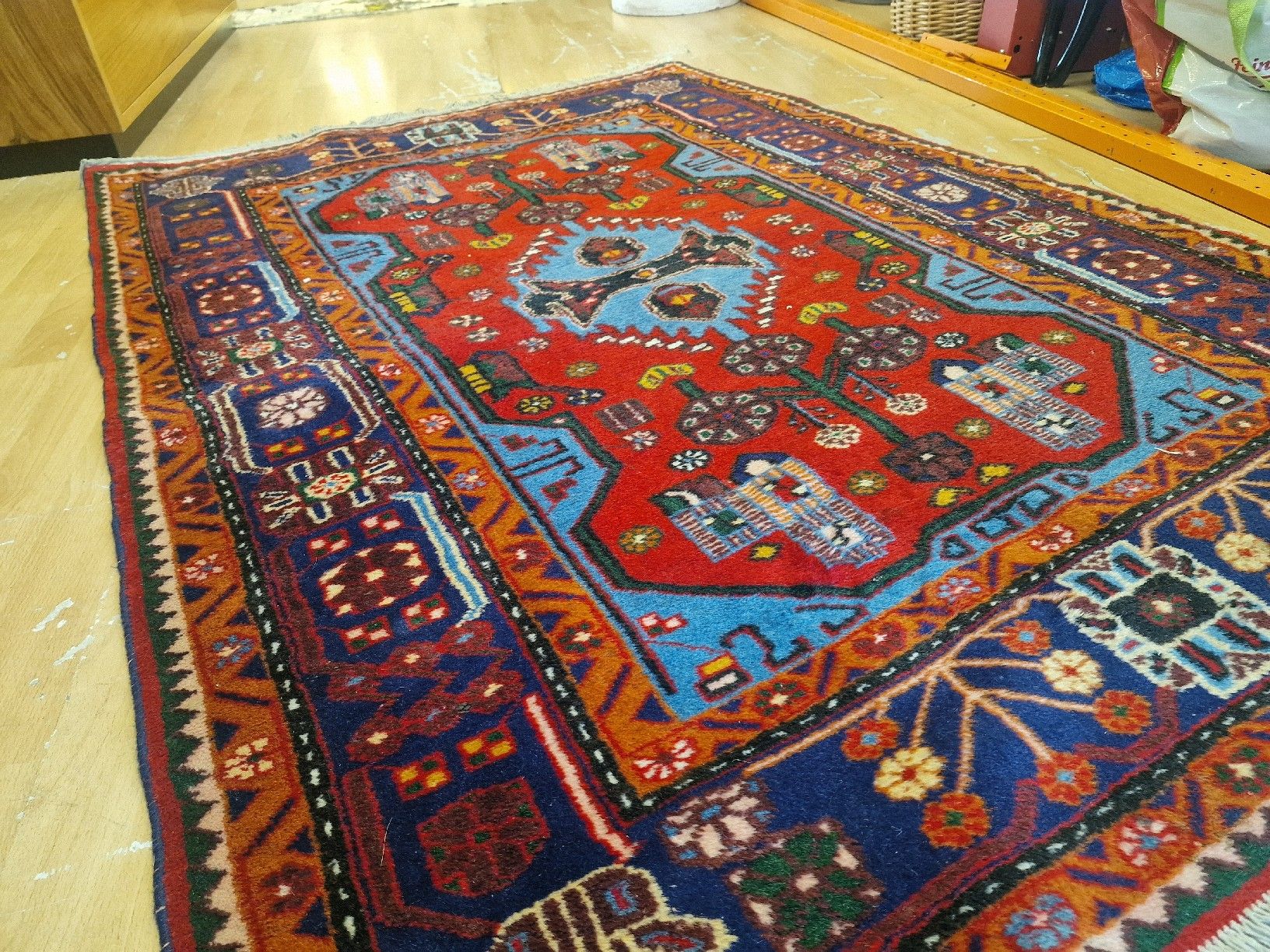 Tappeti: Orientteppich handgeknüpft rot blau gemustert – Usato da BERN venduto da Intarsia 4