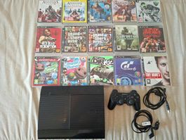 Sony PlayStation 3 Super Slim 500GB + DualShock 3 + 15 Games